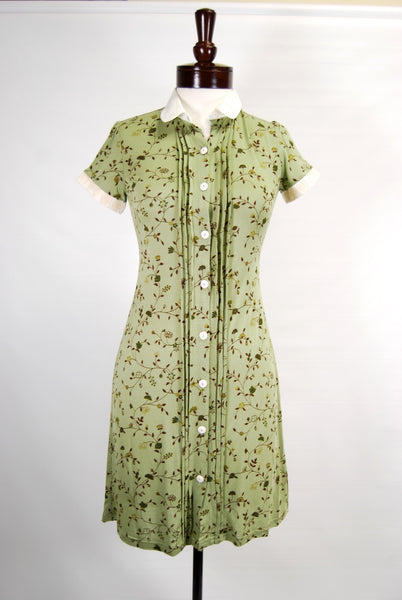 1930's Vintage Day Dress Sage Green