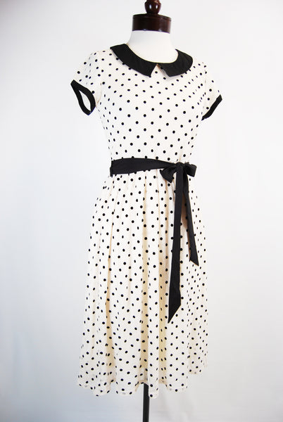 Downeast Basics Cute Polka Dot Dress with Peter Pan Collar