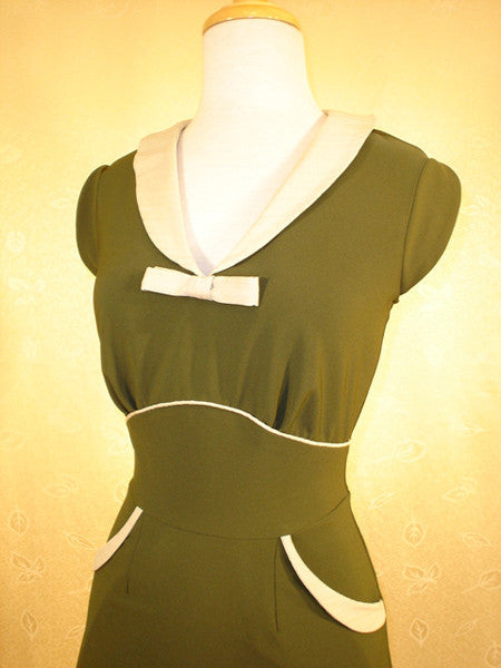 Stop Staring Olive Green Pin Up Dress