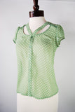 Vintage Style Blouse Polka Dot Green