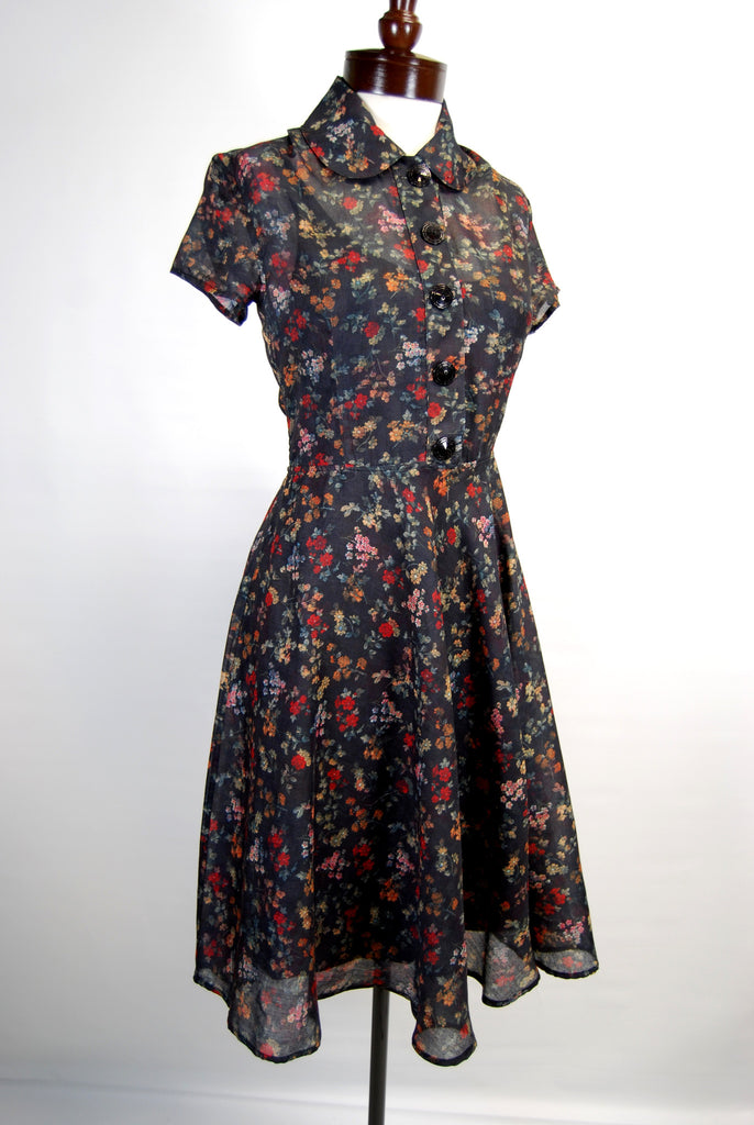 retro dress shop online Fashion Print Belt Loose Retro Dress Blue Zone Planet