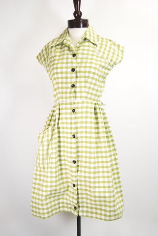 1950's Green Gingham Day Dress
