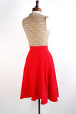 Red High Waist Swing Skirt