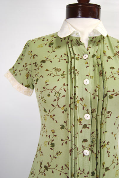 1930's Retro Day Dress Sage Green