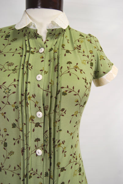 1930's Vintage Day Dress Sage Green