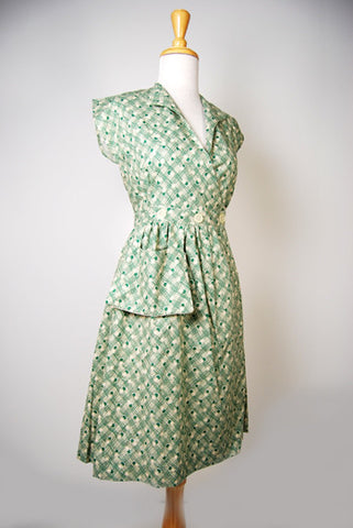 The Miss Sadie Cotton Day Dress - Green Weave