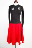 Red High Waist Swing Skirt