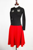 Red High Waist Swing Skirt