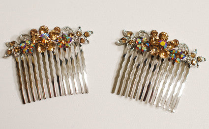 Red Rhinestone Hair Combs (2)