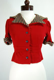 1940's Red Hooded Wool Coat