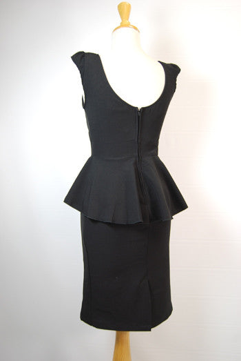 Sabine Black Peplum Pin Up Dress