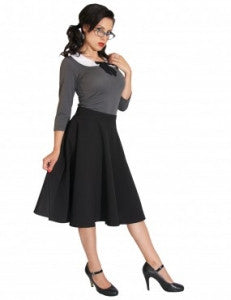 Black High Waist Swing Skirt